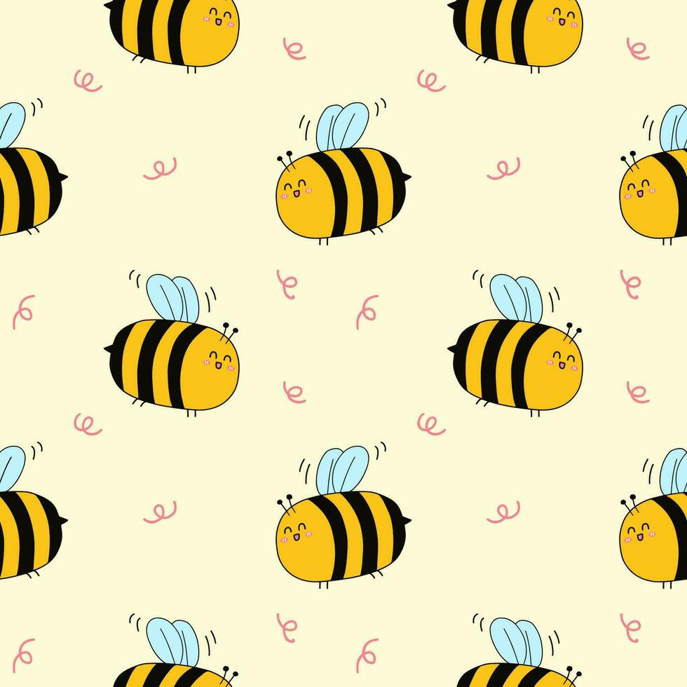 hand drawn bees seamless pattern background. Pattern for textiles, wrapping paper, wallpapers, backgrounds vector