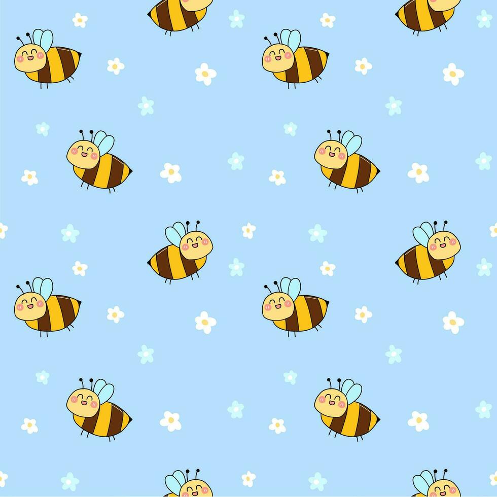 hand drawn bees seamless pattern background. Pattern for textiles, wrapping paper, wallpapers, backgrounds vector