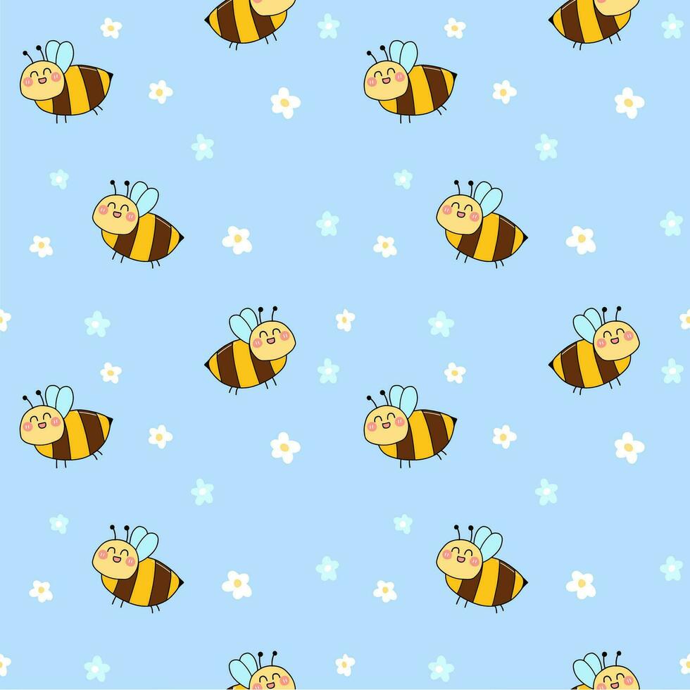 mano dibujado abejas sin costura modelo antecedentes. modelo para textiles, envase papel, fondos de pantalla, antecedentes vector