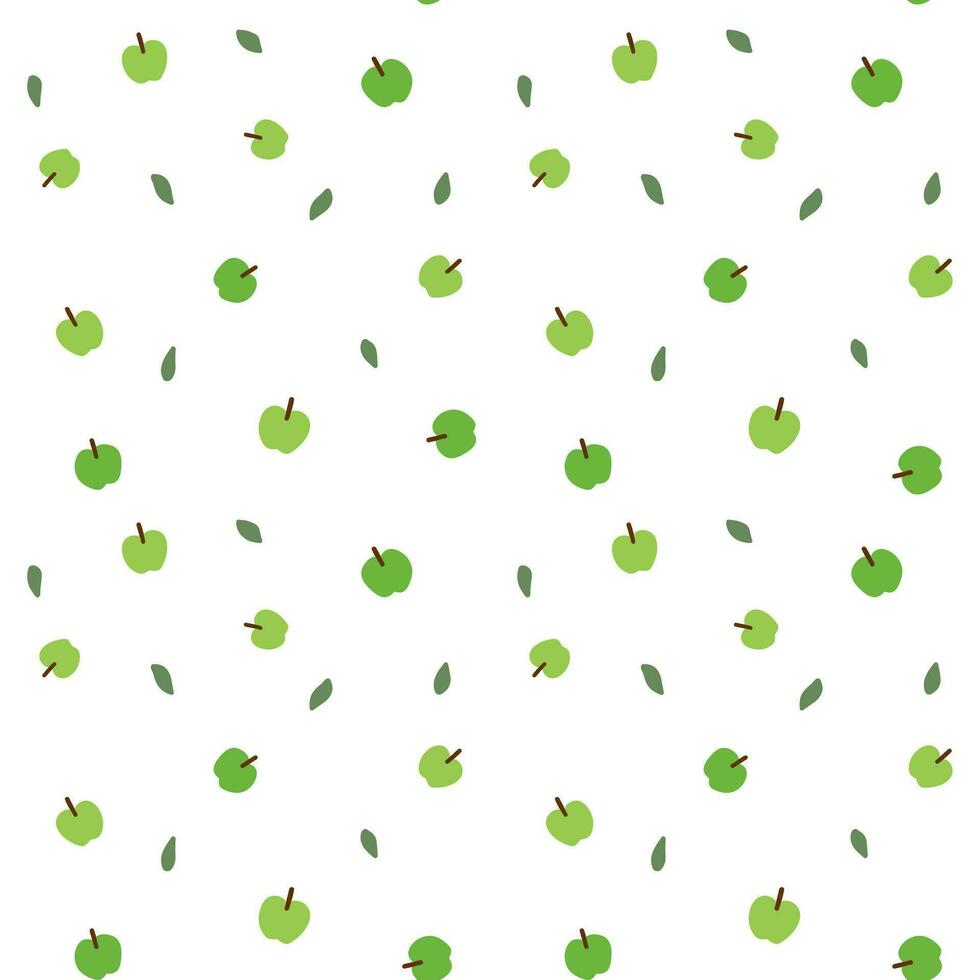 Fruity seamless pattern with cute green apple. Pattern for textiles, wrapping paper, wallpapers, backgrounds vector