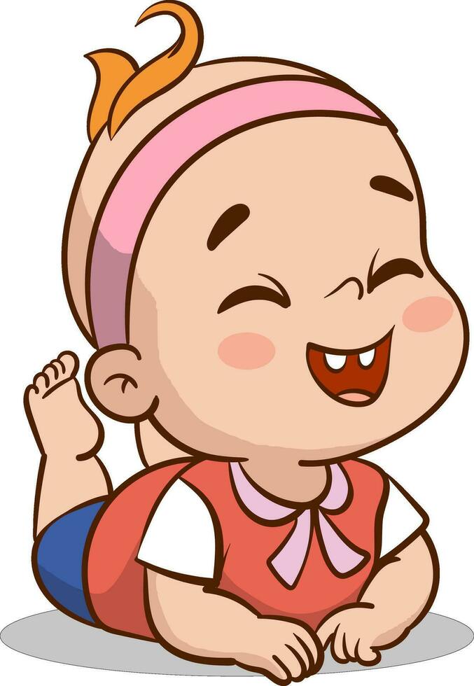 vector ilustración de un linda bebé acostado abajo y sonriente