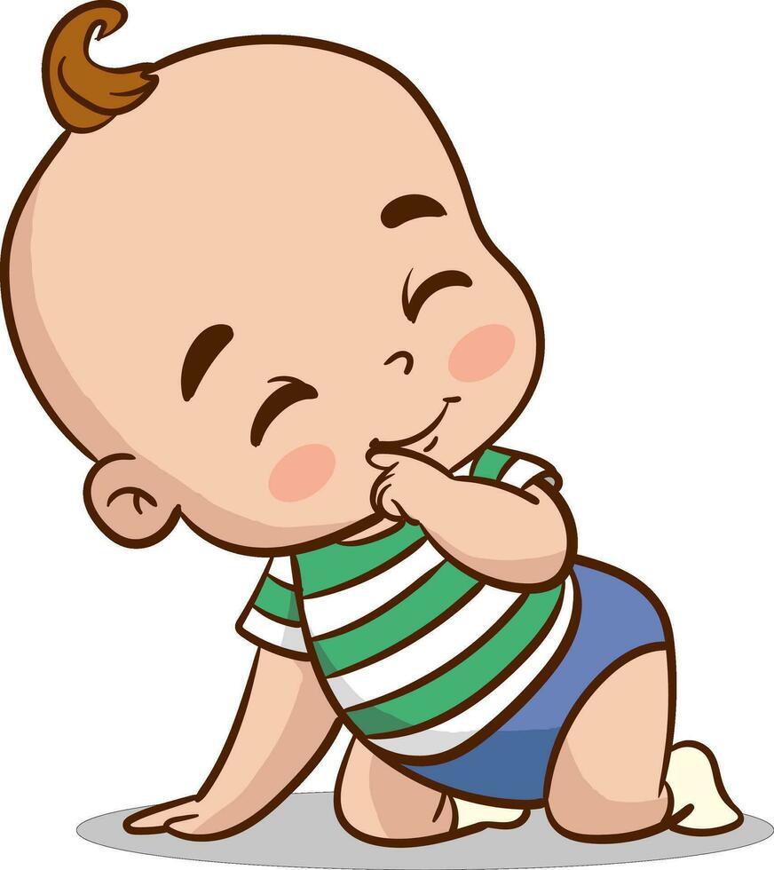 vector Illustration of a Cute Baby Lying Down and Smiling