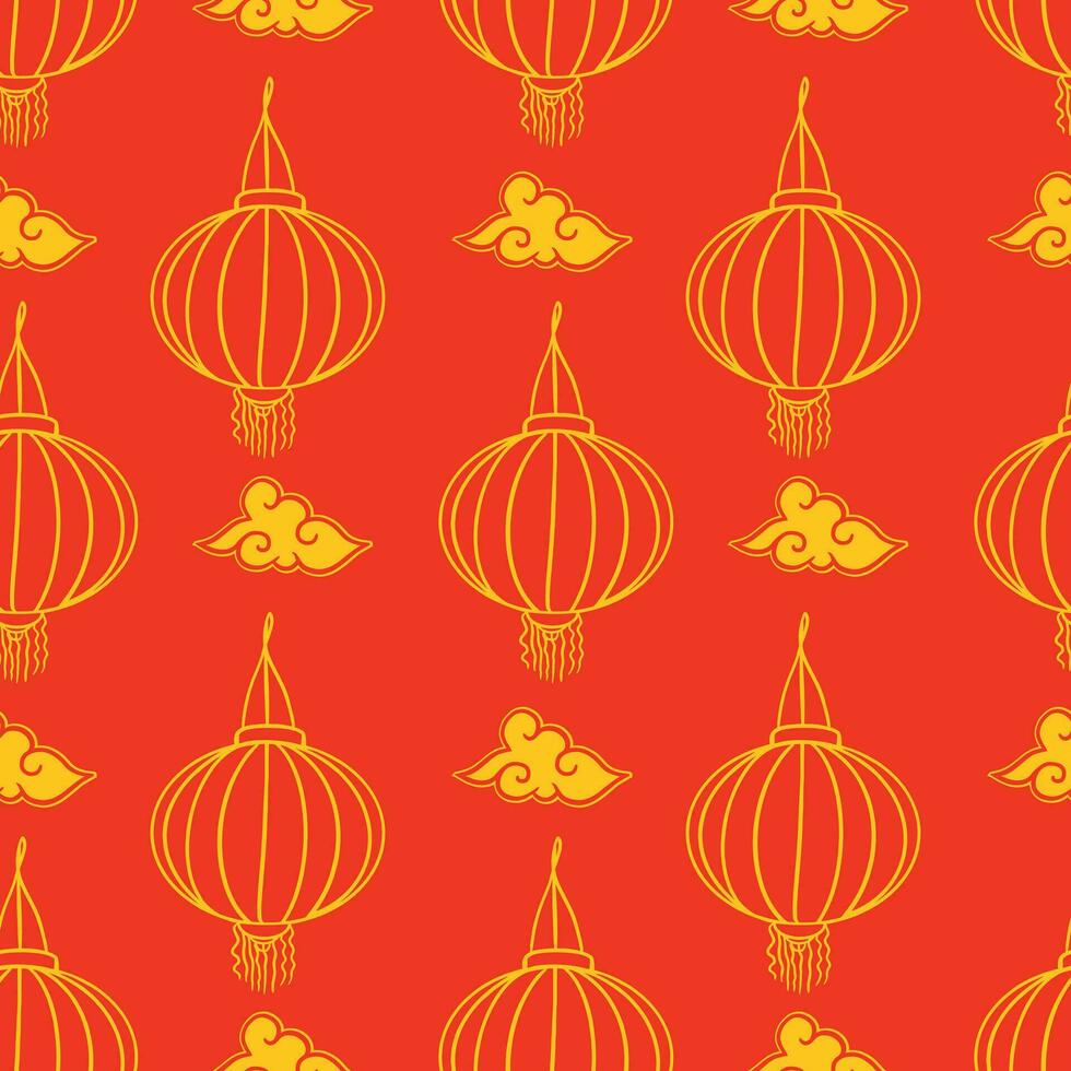 chino linternas, sin costura oriental patrón, vector. chino nuevo año, antecedentes. diseño elemento para tradicional saludo tarjetas, cubiertas, grande pancartas, envase papel, textiles, fondo de pantalla. vector