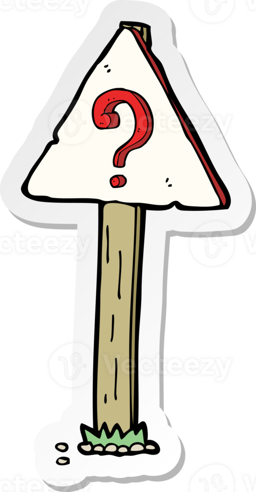 sticker of a cartoon question mark sign post png