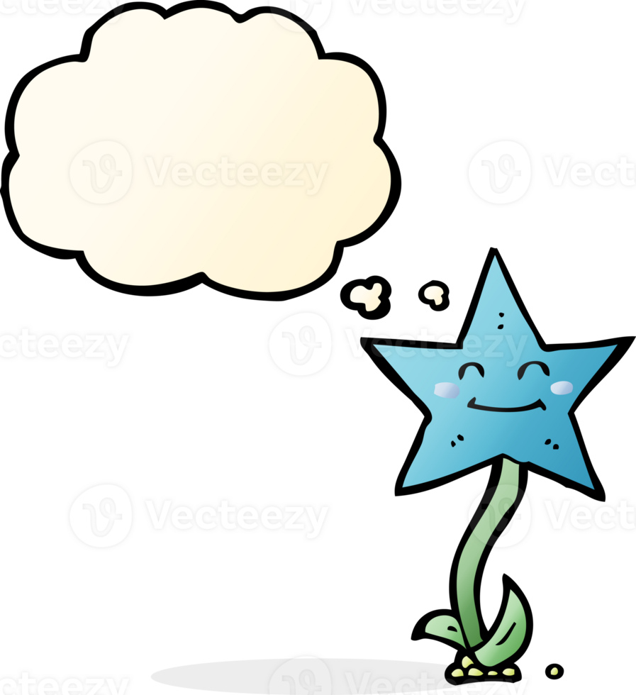 cartoon star flower with thought bubble png