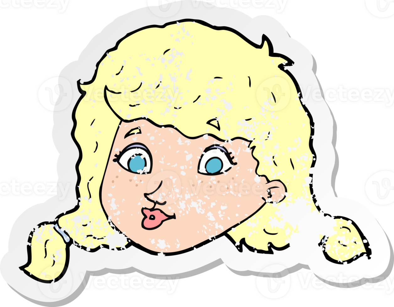 retro distressed sticker of a face png