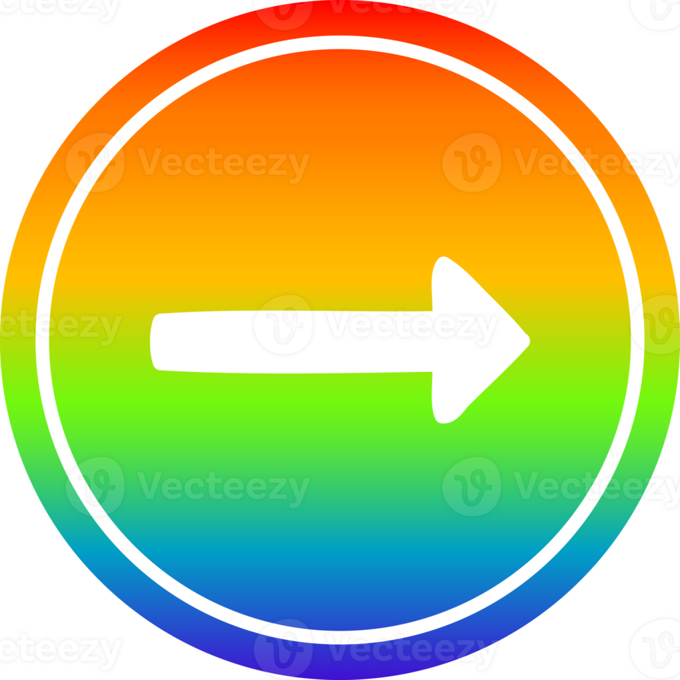 pointing arrow circular in rainbow spectrum png