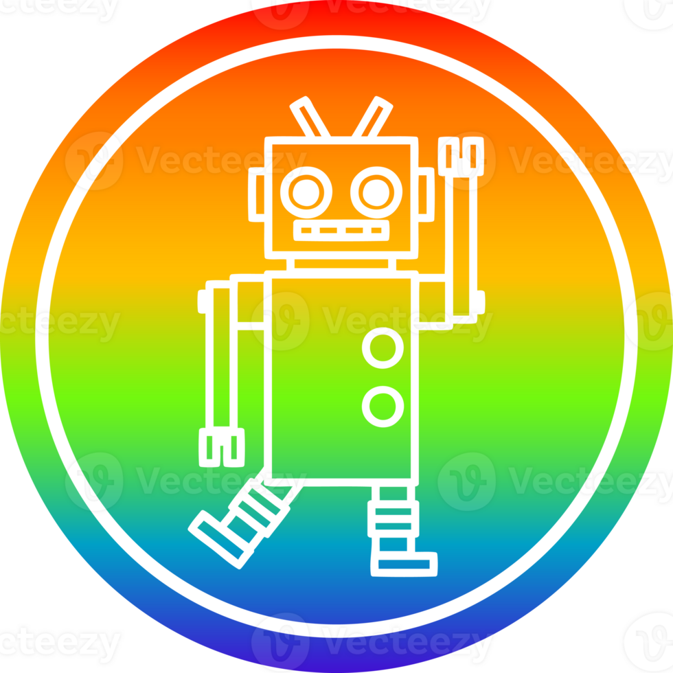 dancing robot circular in rainbow spectrum png