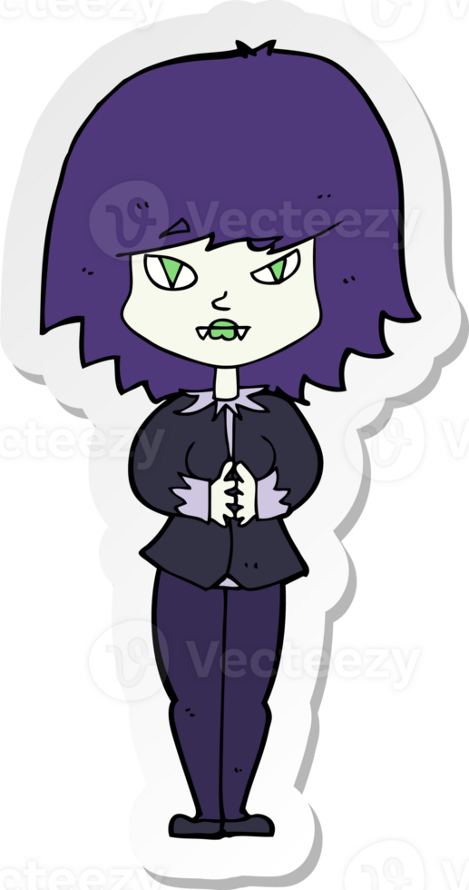 sticker of a cartoon vampire woman png