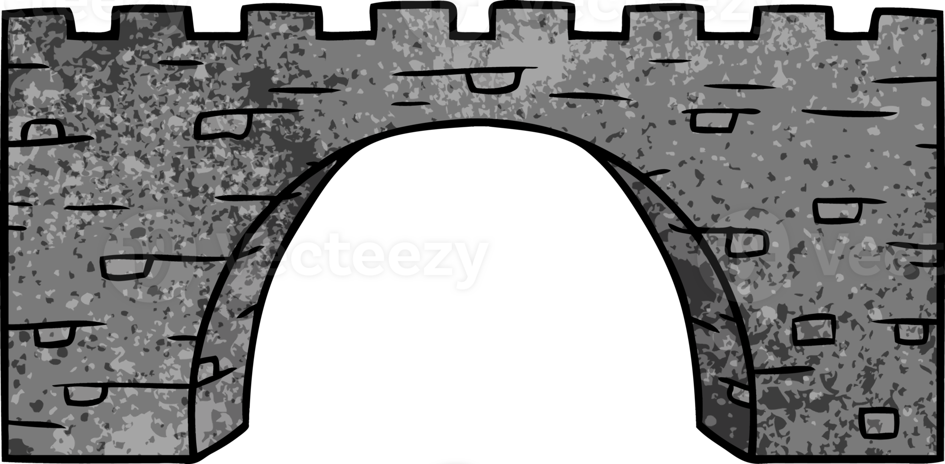 textured cartoon doodle of a stone bridge png