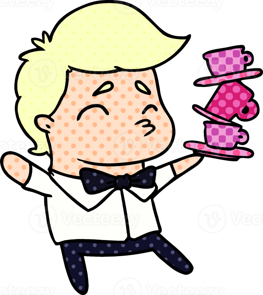 cartoon of a kawaii cute waiter png