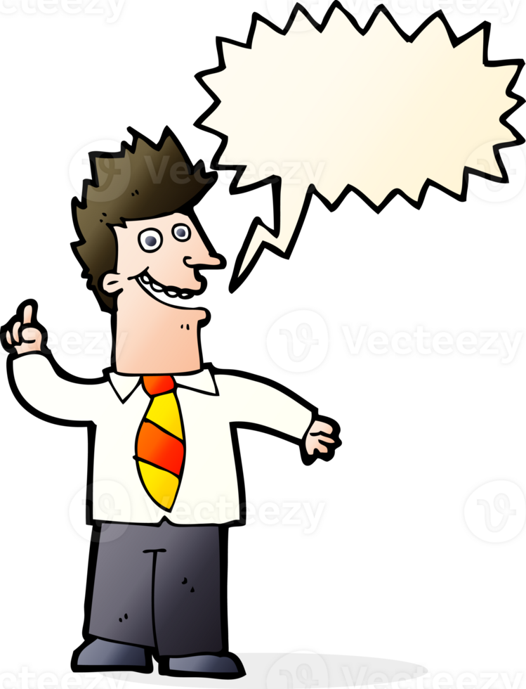 cartoon man with good idea with speech bubble png