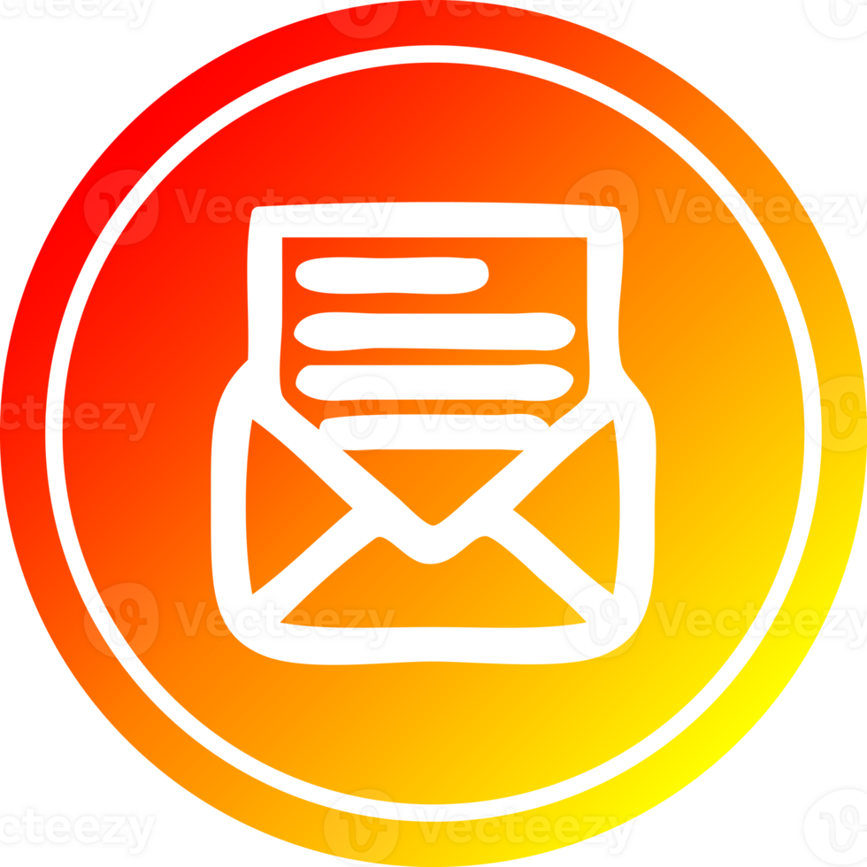 carta de envelope circular no espectro de gradiente quente png