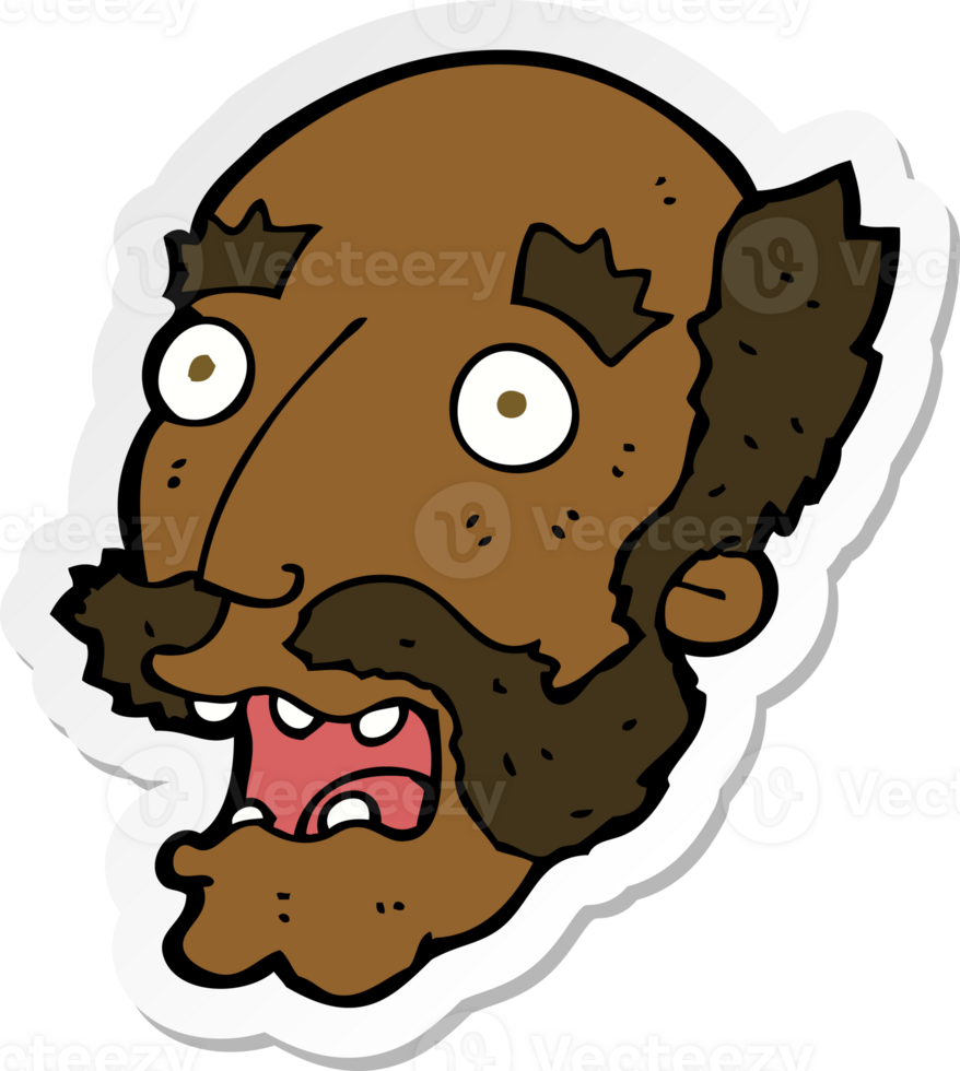 sticker of a cartoon shocked old man png