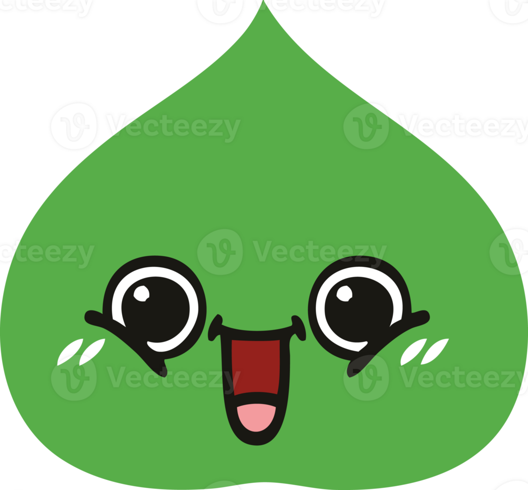 flat color retro cartoon expressional leaf png
