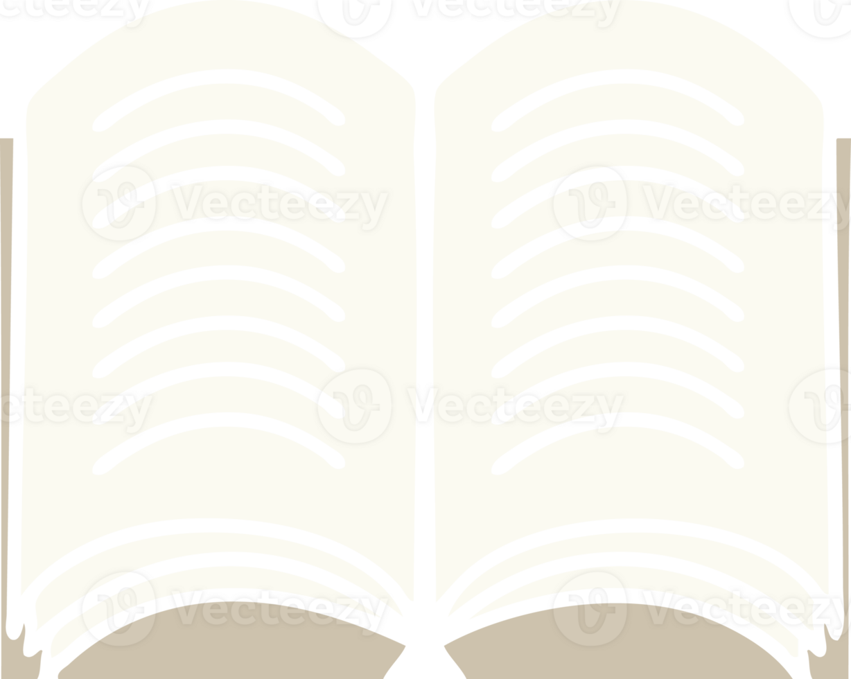 flat color retro cartoon open book png