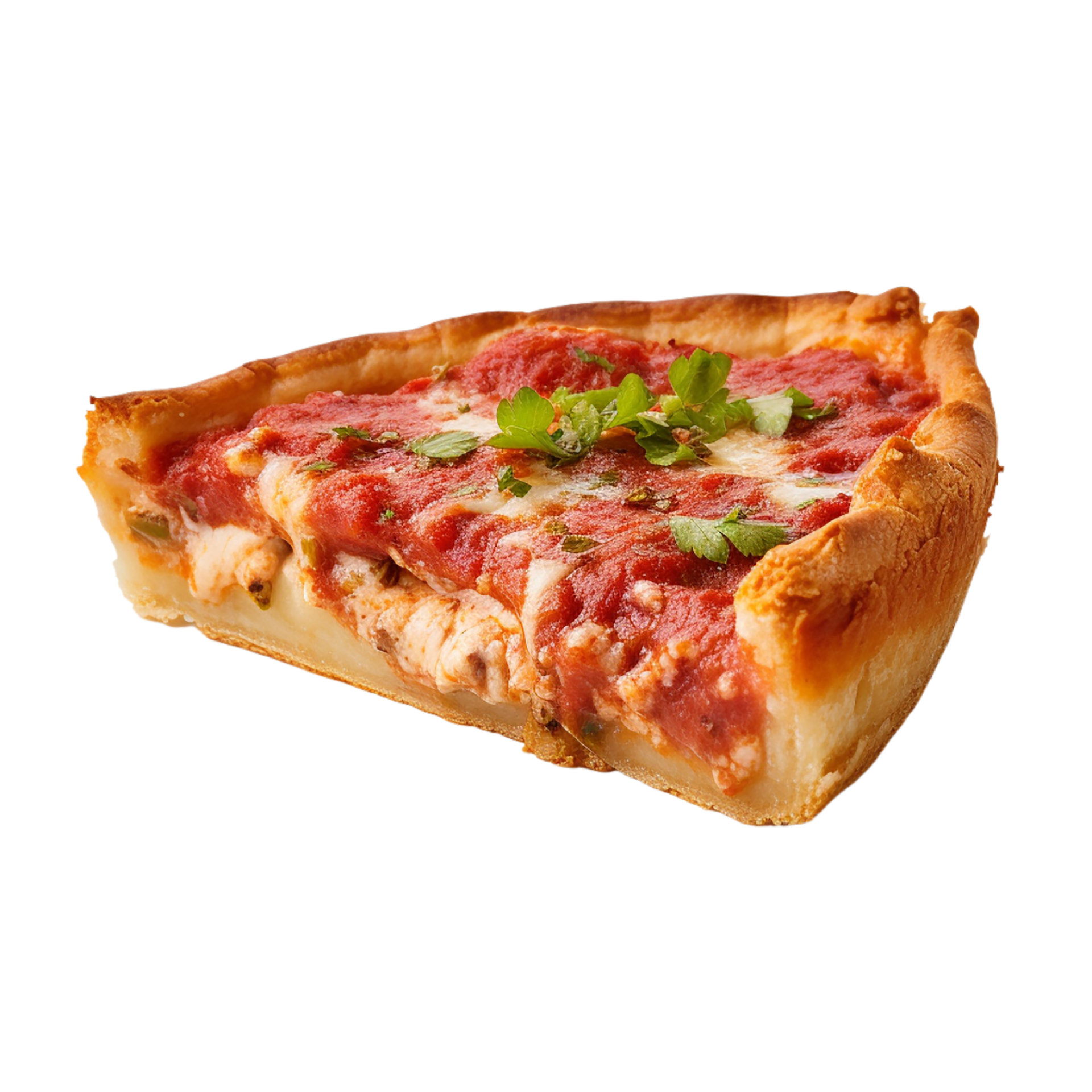 AI generated Chicago Deep Dish Pizza Slice on transparent background