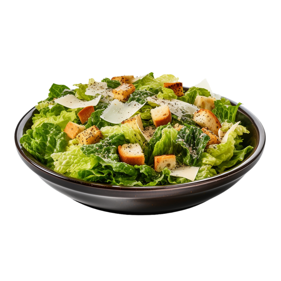 ai généré César salade dans assiette sur transparent Contexte png image