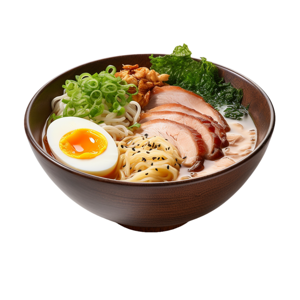 ai generato ciotola di ramen cibo piatto su trasparente sfondo png Immagine