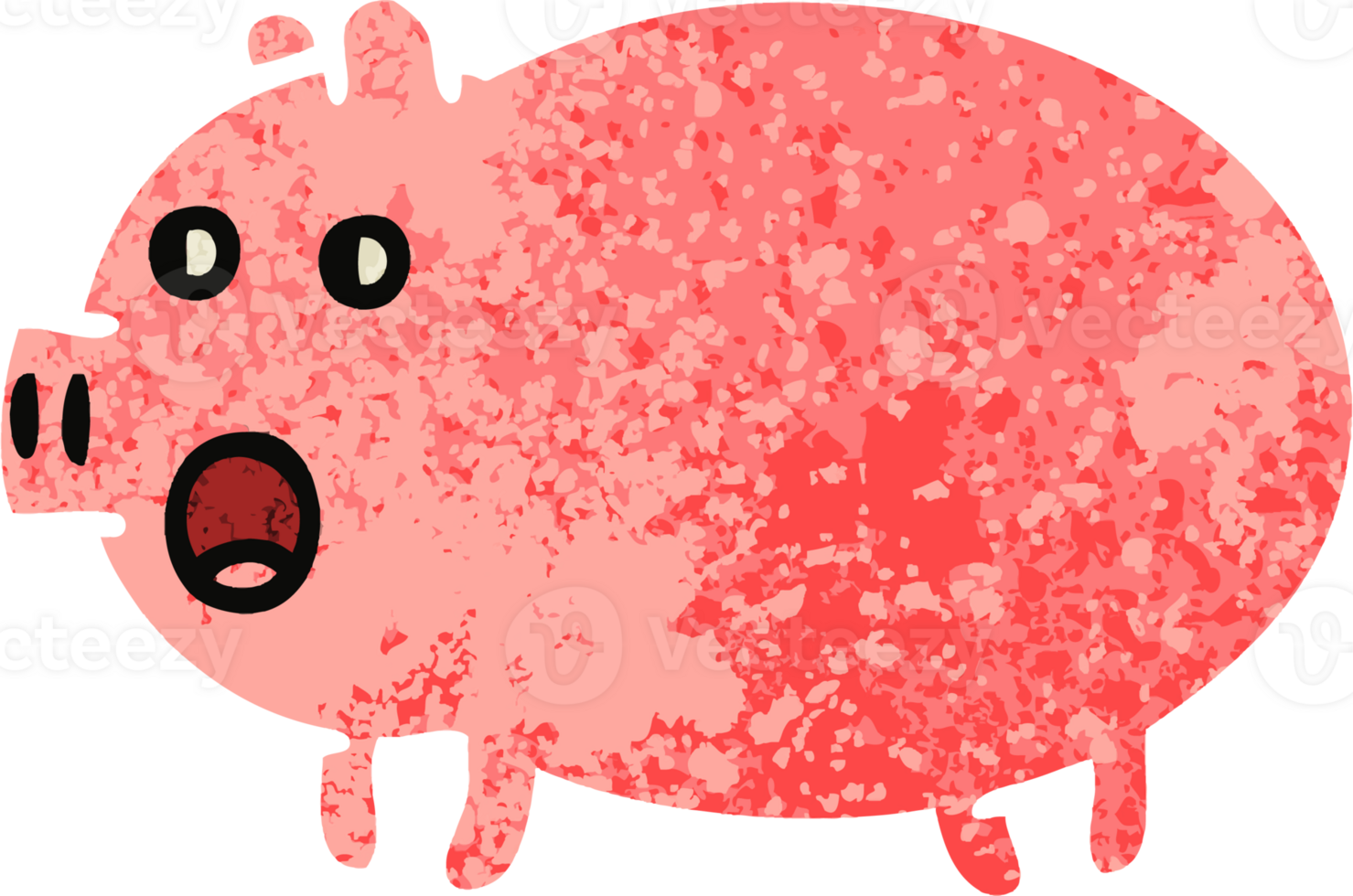 retro illustration style cartoon pig png