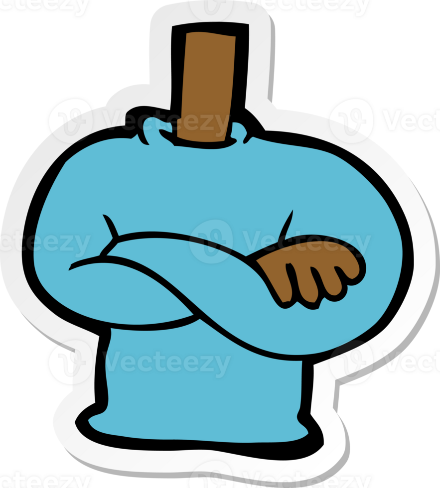 sticker of a cartoon folded arms body png