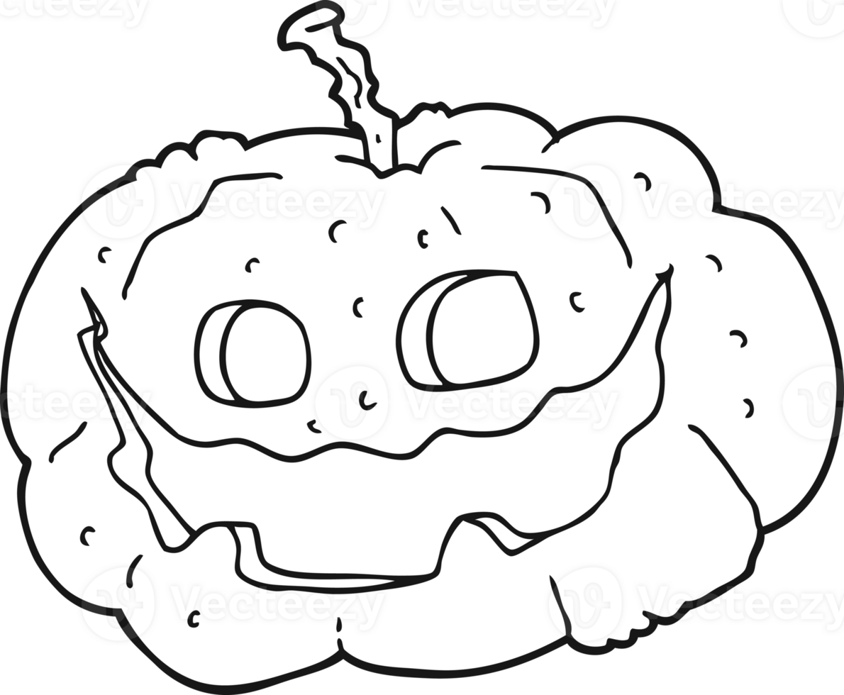 black and white cartoon halloween pumpkin png