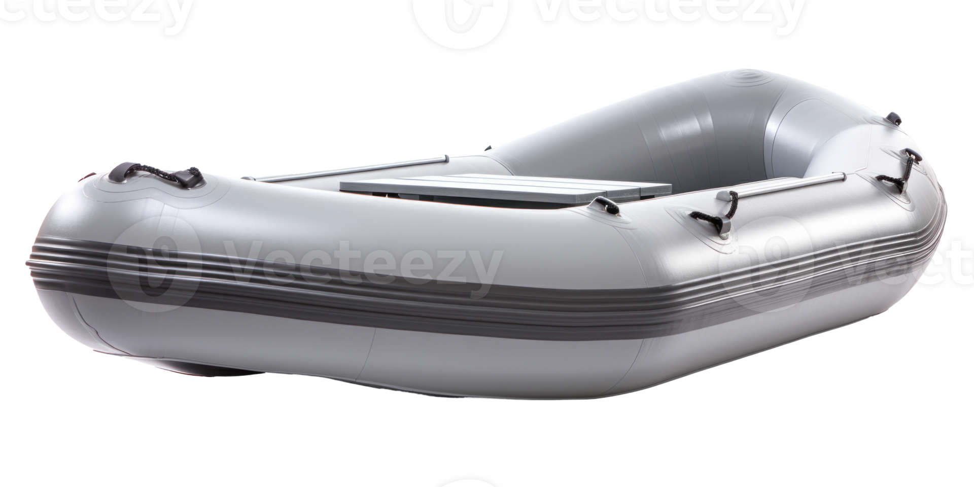 AI generated gray inflatable boat, png file of isolated cutout object on transparent background