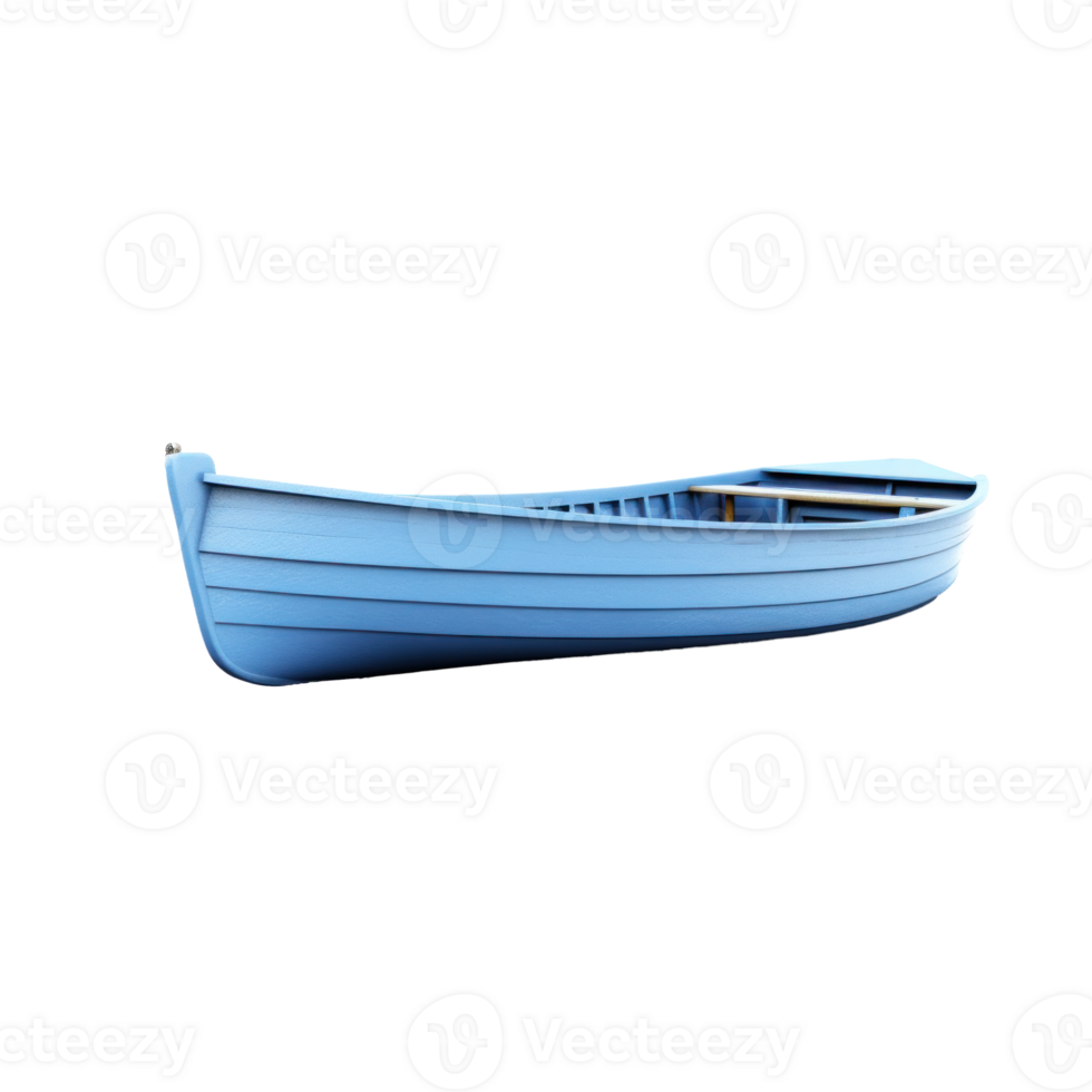 AI generated blue wooden boat, png file of isolated cutout object on transparent background