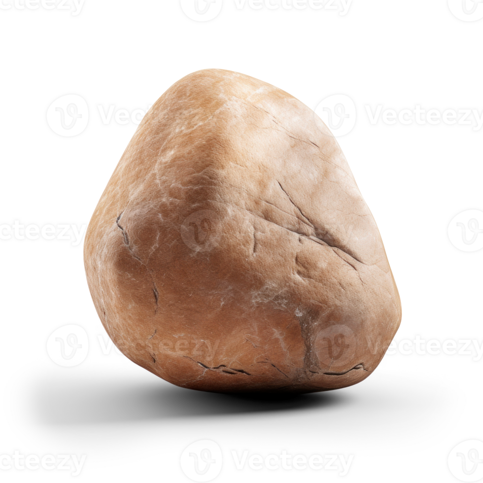 AI generated large processed brown stone, png file of isolated cutout object on transparent background with shadow