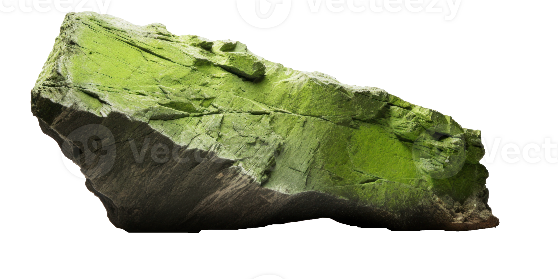 AI generated green heavy rock, png file of isolated cutout object on transparent background