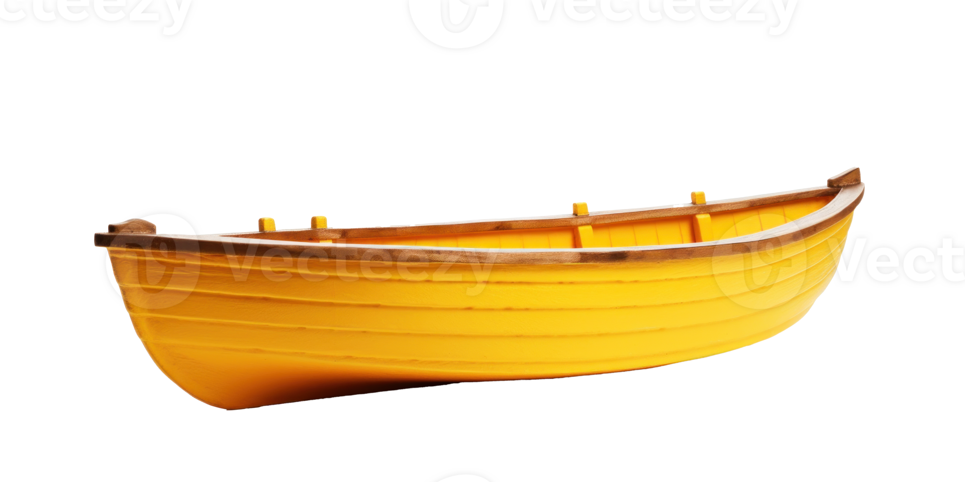 AI generated yellow wooden boat, png file of isolated cutout object on transparent background