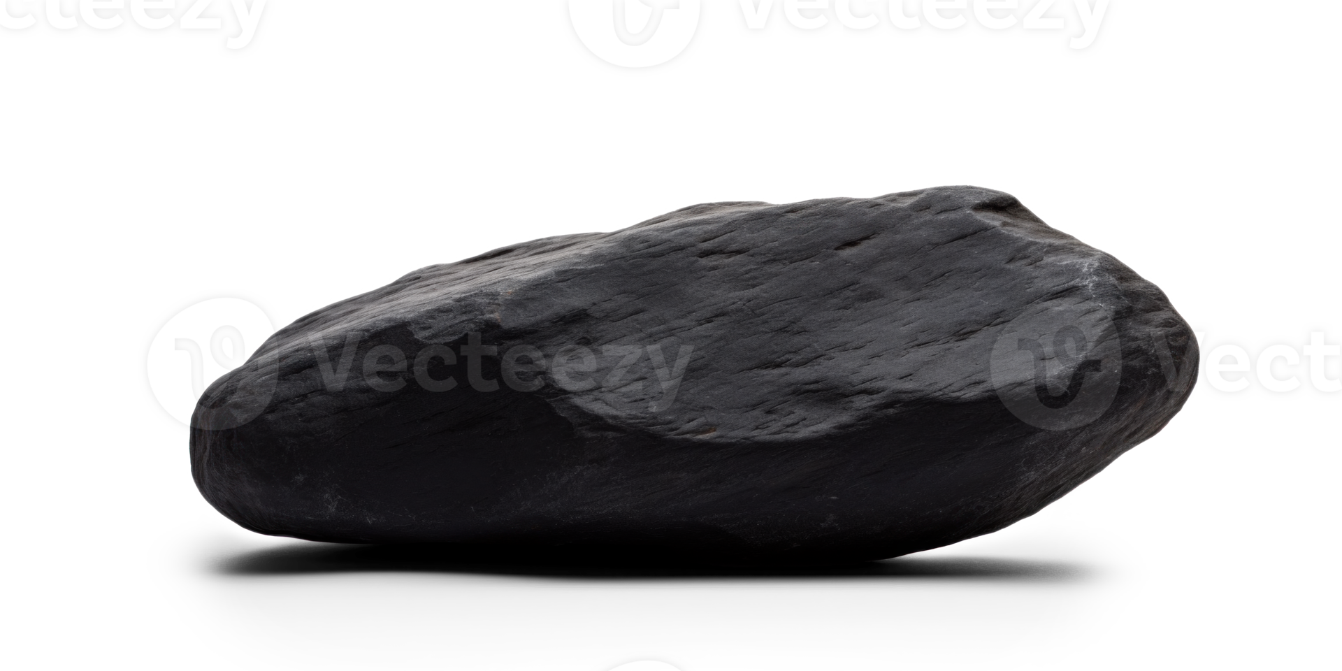 AI generated black heavy processed stone, png file of isolated cutout object on transparent background with shadow