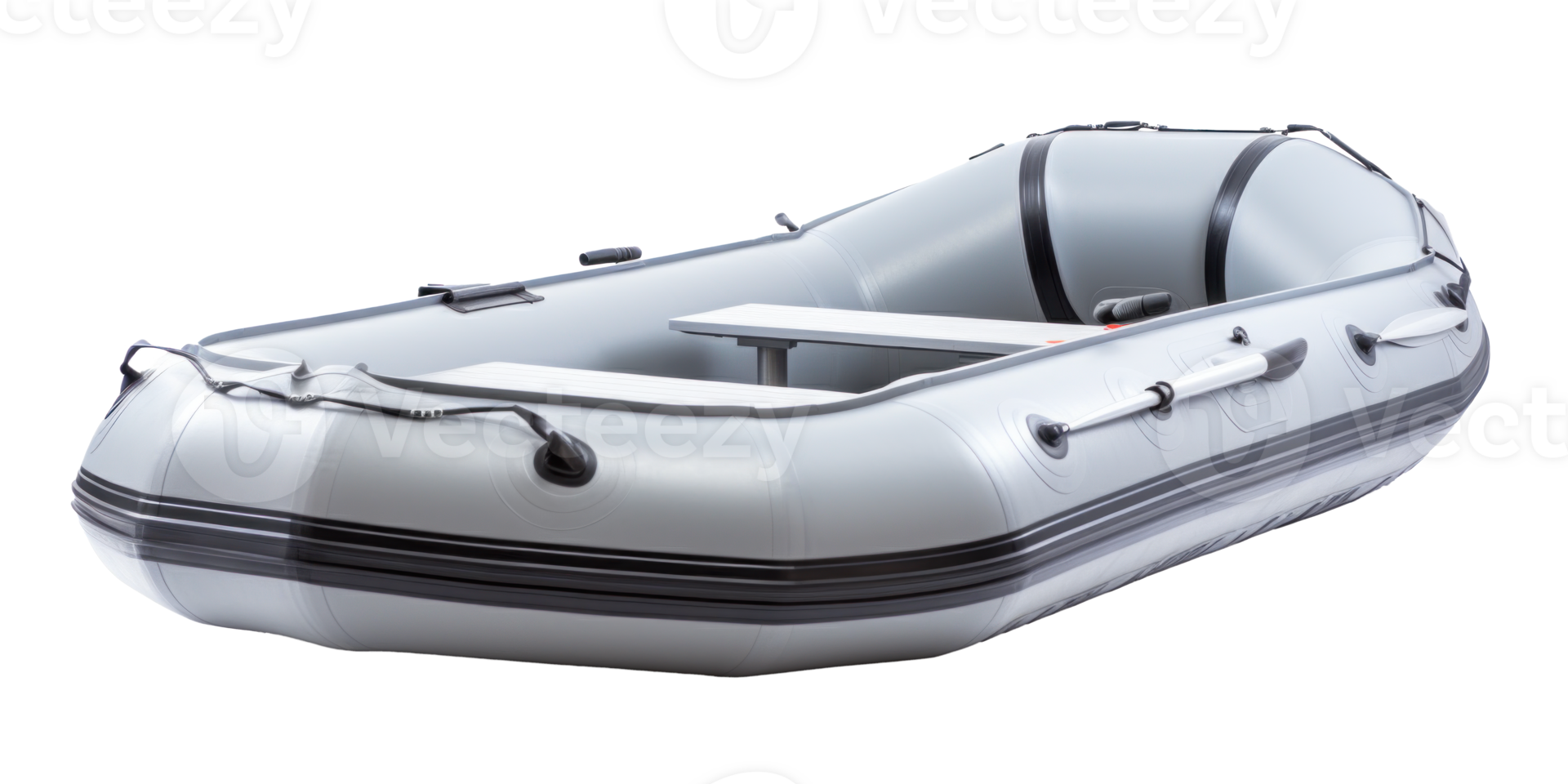 AI generated gray inflatable boat, png file of isolated cutout object on transparent background