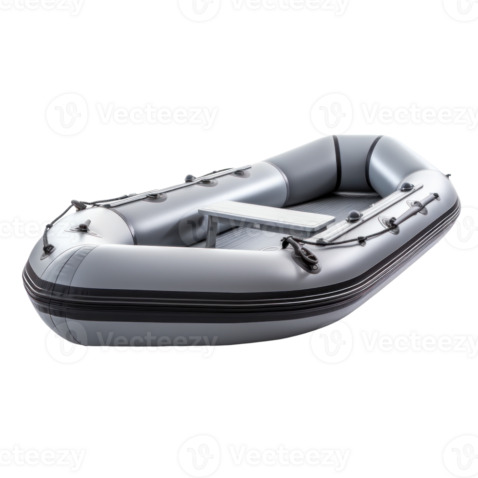 AI generated gray inflatable boat, png file of isolated cutout object on transparent background