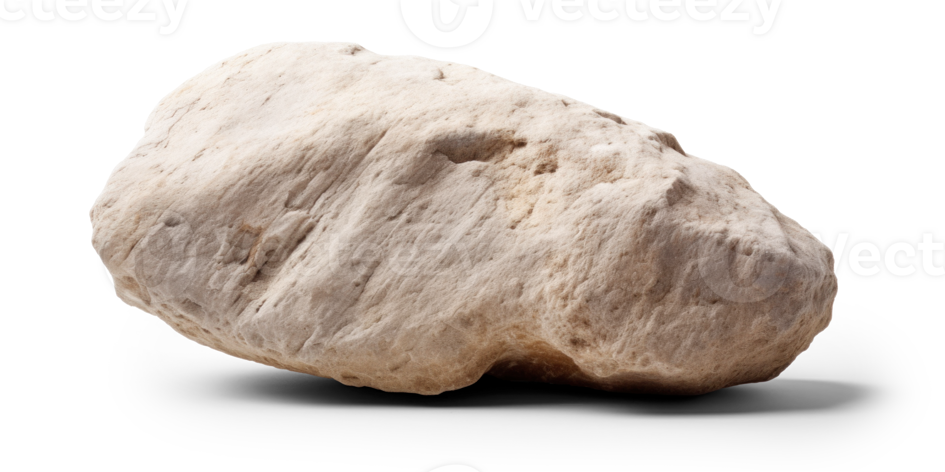 AI generated white heavy smooth rock, png file of isolated cutout object on transparent background with shadow
