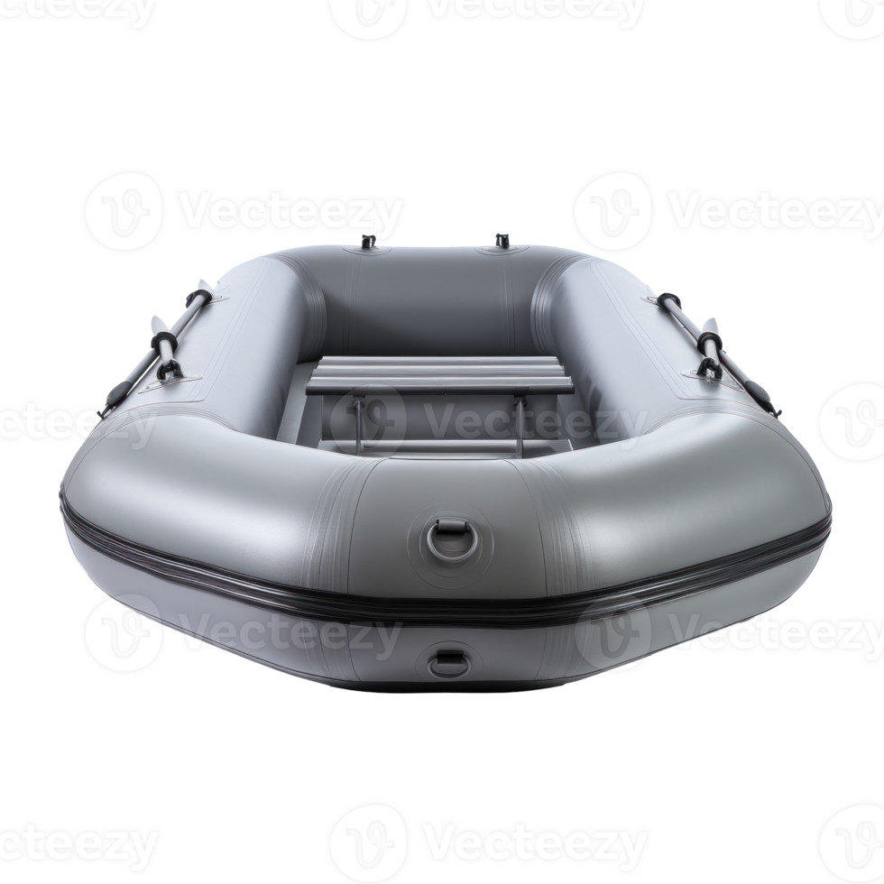 AI generated gray inflatable boat, png file of isolated cutout object on transparent background