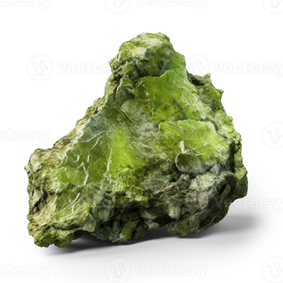 AI generated green rock, png file of isolated cutout object on transparent background with shadow