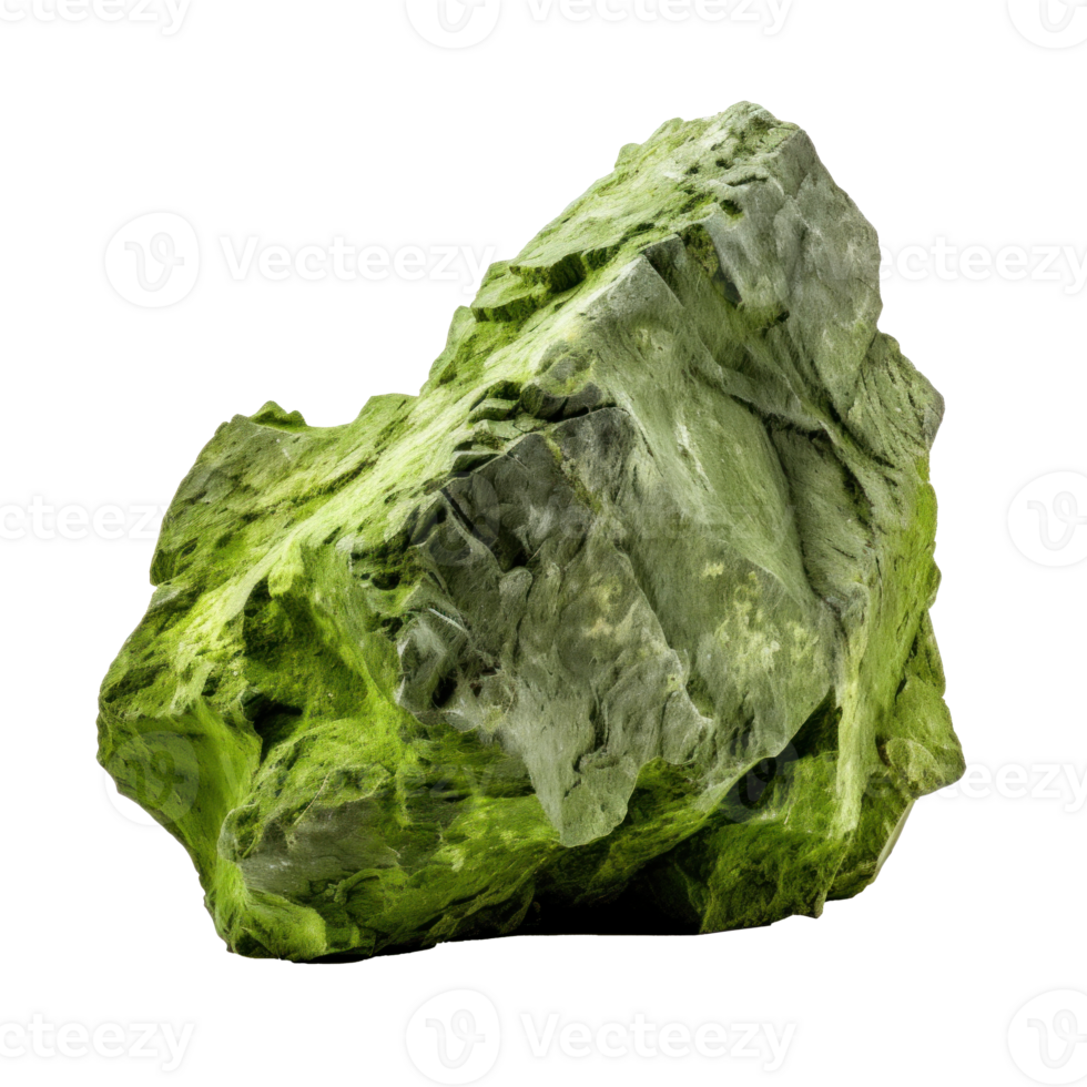 AI generated green rock, png file of isolated cutout object on transparent background
