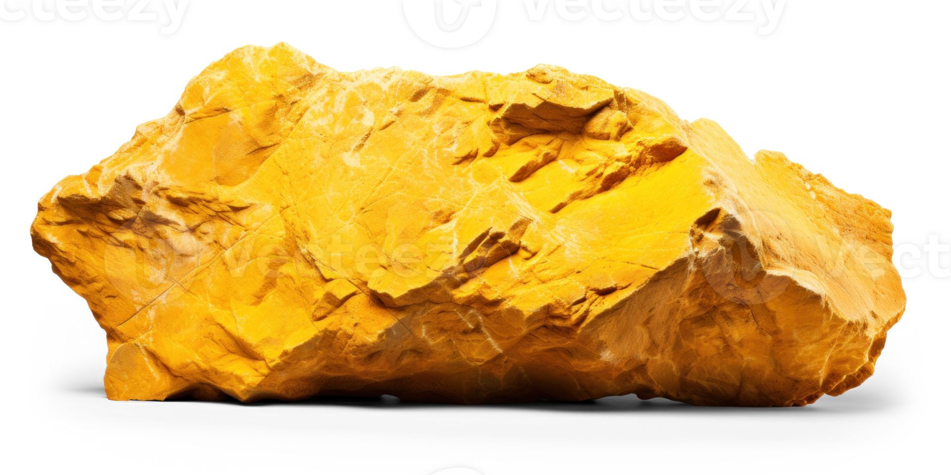 AI generated yellow heavy rock, png file of isolated cutout object on transparent background with shadow