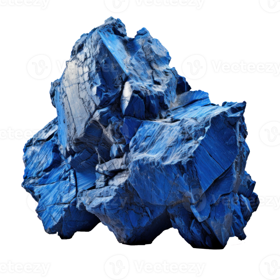 AI generated blue heavy rough rock, png file of isolated cutout object on transparent background