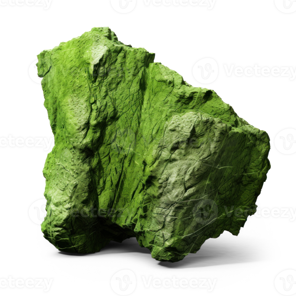 AI generated green rock, png file of isolated cutout object on transparent background with shadow