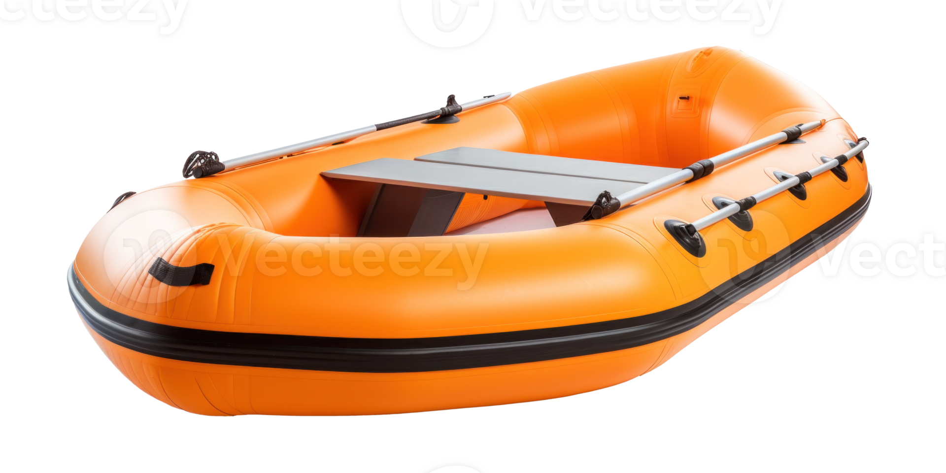 AI generated orange inflatable boat, png file of isolated cutout object on transparent background
