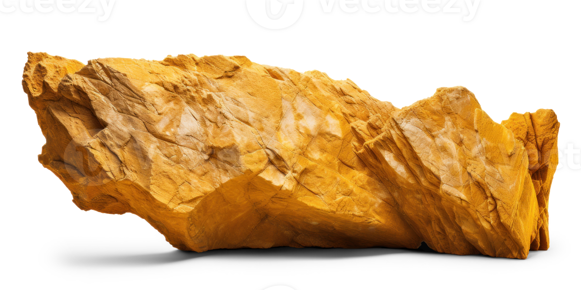 AI generated yellow heavy rock, png file of isolated cutout object on transparent background with shadow