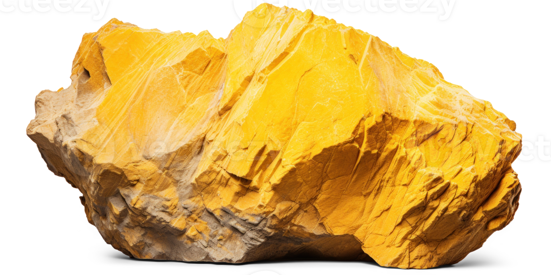 AI generated yellow heavy rock, png file of isolated cutout object on transparent background with shadow