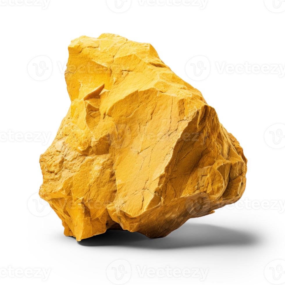 AI generated yellow rock, png file of isolated cutout object on transparent background with shadow