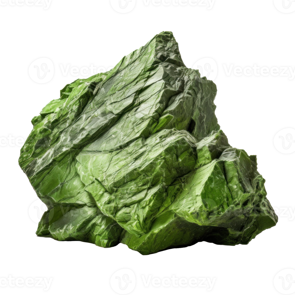 AI generated green rock, png file of isolated cutout object on transparent background