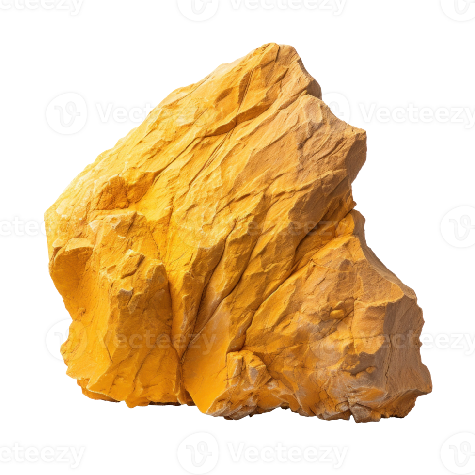 AI generated yellow rock, png file of isolated cutout object on transparent background