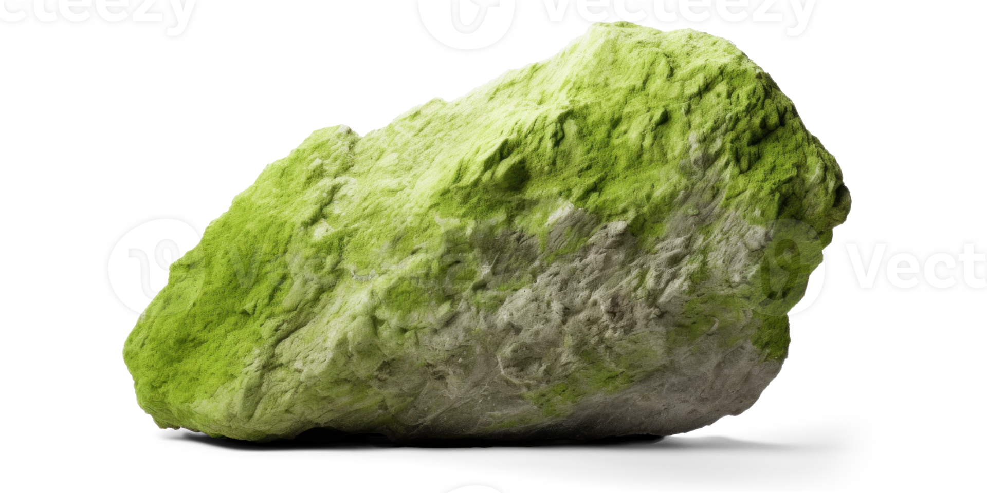 AI generated green heavy rock, png file of isolated cutout object on transparent background with shadow