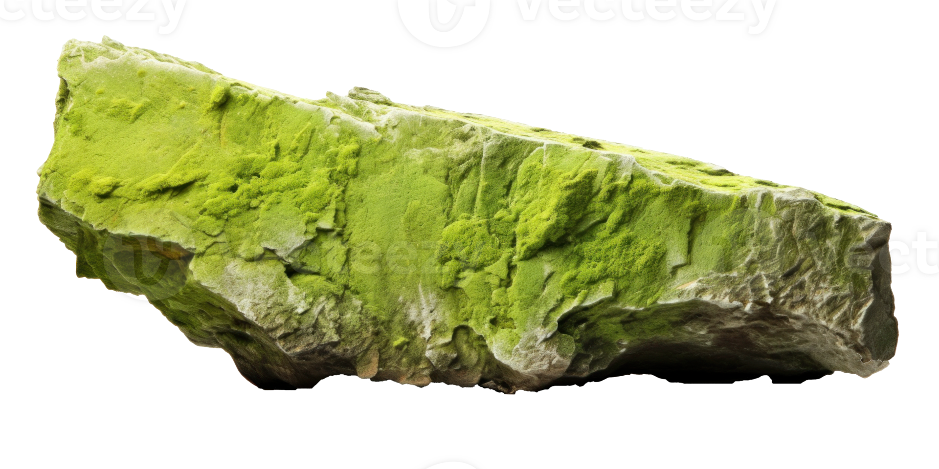 AI generated green heavy rock, png file of isolated cutout object on transparent background