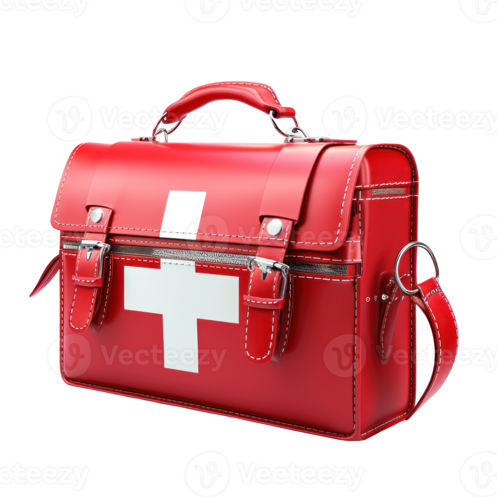 AI generated Red First Aid Kit on Invisible Background png